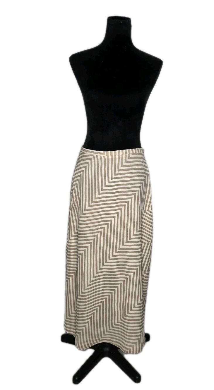 VTG Jones New York 100% Silk Maxi Skirt Sz 12 Geometric Stripe A-Line